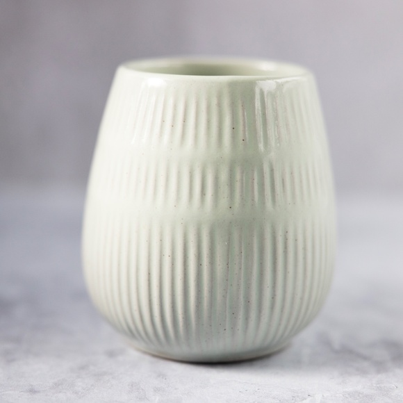 Pale light mint green Hearth Hand Magnolia pottery candle holder planter vase - Picture 6 of 8
